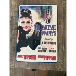 Radio Days Breakfast at Tiffanys Audrey Hepburn Metal Tin Storage Box 12x8 Blue